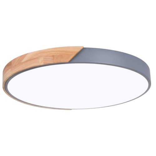 Plafoniera LED rotonda da soffitto effetto legno 50 cm grigio 36W 3CCT