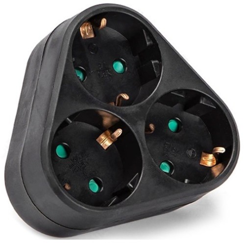 Multipresa tripla 16A 3680W nera con 3 prese Schuko