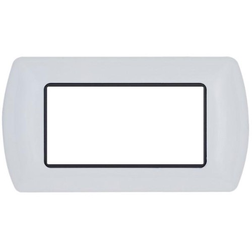 Placca in metallo bianca 4 posti compatibile Living International