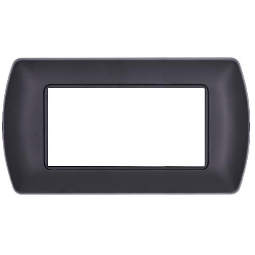 Placca in metallo nera 4 posti compatibile Living International