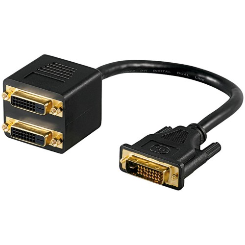 Cavo Adattatore accoppiatore DVI-D M a 2 DVI-D F Contatti Dorati
